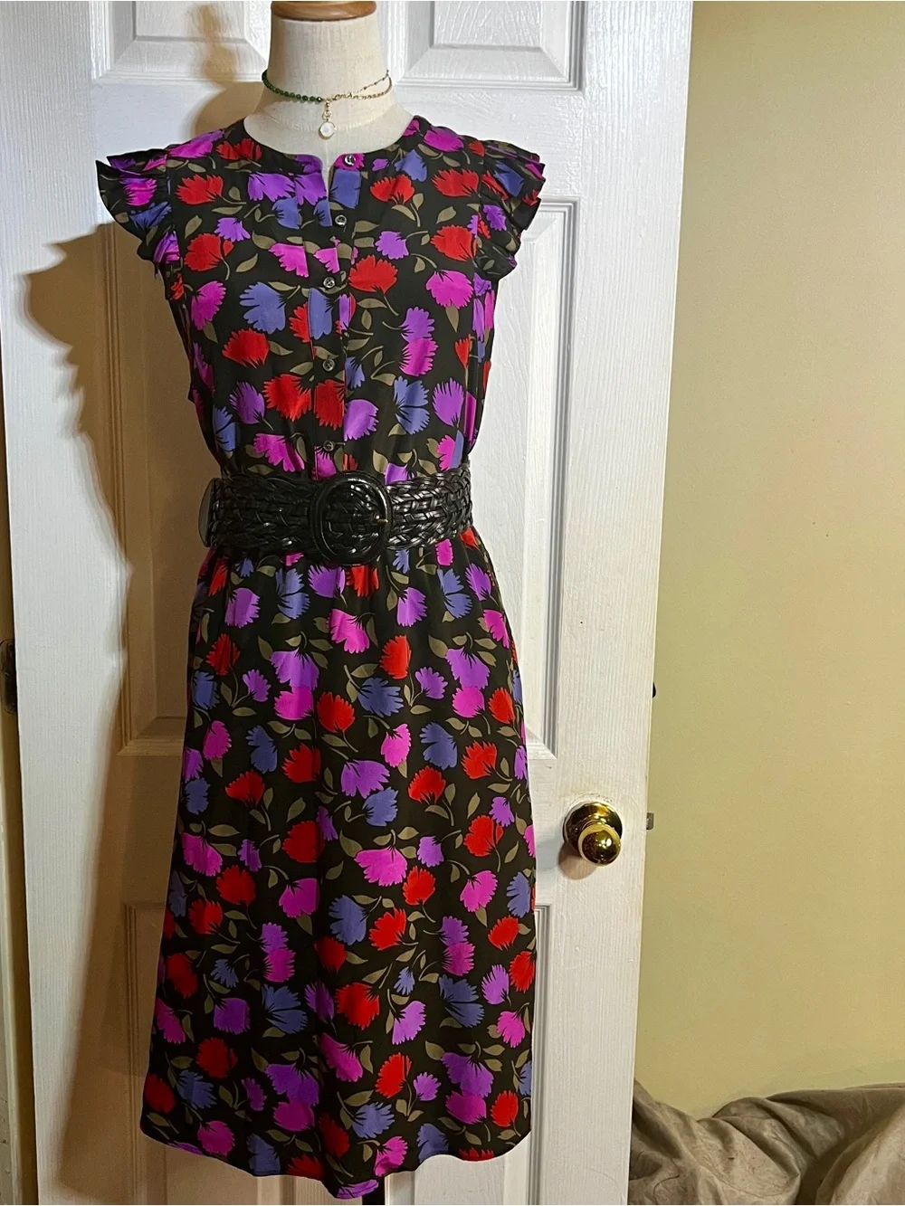 J Crew Wms Floral Silk Flutter Sleeve Pleated Retro‎ Whimsical Midi Dress 10